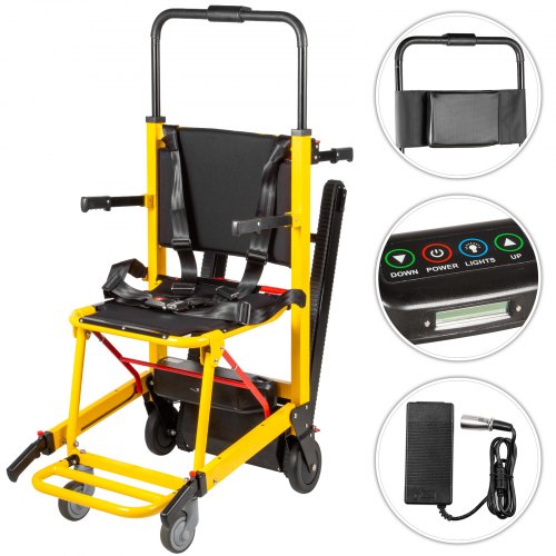110V Electric Stair Climbing Wheelchair Crawler Type Lithium Battery Black & Yellow Foldable 200W
