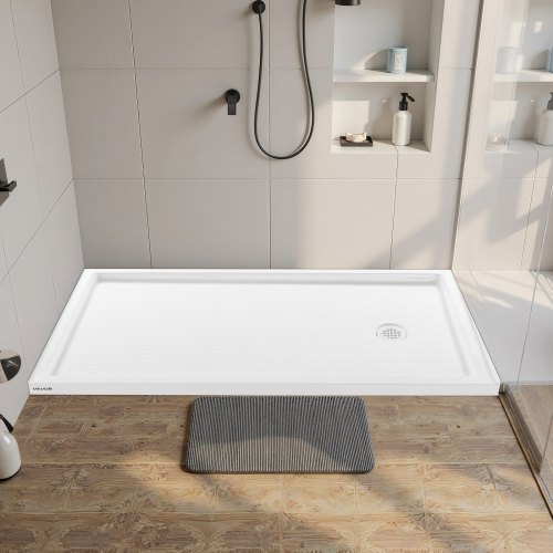 VEVOR Shower Pan 60″ L x 32″ W Single Threshold Shower Base Right Drain Location