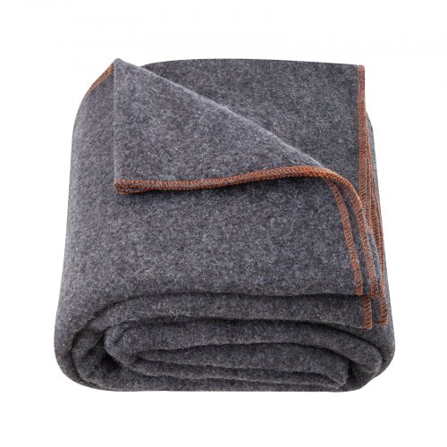 

Wool Camping Blanket 64" x 88" Warm for Camping Hiking Travel Light Grey