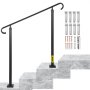 VEVOR Outdoor Stair Railing, Alloy Metal Hand Railing, Fit 2 or 3 Steps Flexible Transitional Handrail, Black Outdoor Stair Rail W/ Installation Kit, Step Handrail for Concrete or Wooden Stairs