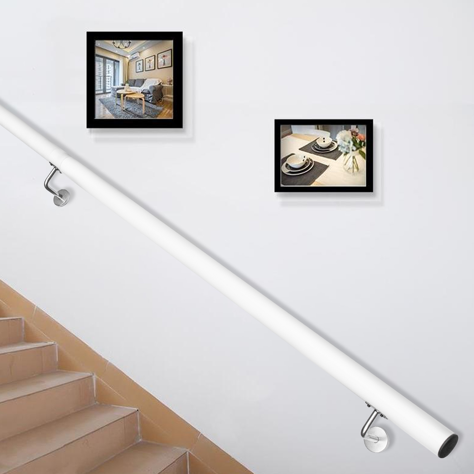 Stair Handrail Stair Rail Aluminum Modern Handrail For Stairs 12ft Length White от Vevor Many GEOs