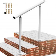 VEVOR Handrail Outdoor Stairs Outdoor Handrail 3ft White Step Handrail for Porch