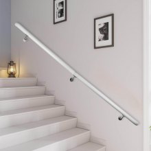 Stair Handrail, Stair Rail, Aluminum Indoor Handrail For Stairs 6ft Length White