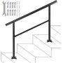 Handrail Outdoor Stairs, Outdoor Handrail 48 x 35.5 Inch Black Fits 1/2/3 Steps