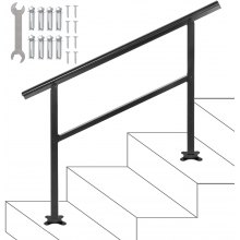 Size : 45cm/1.4ft Stair Bannister Handrails Handrails for Outdoor Steps 1 Step Handrail Kit Wrought Iron Handrail Stair Rail for Indoor Steps with Installation Kit Black Size:85cm/2.7ft 