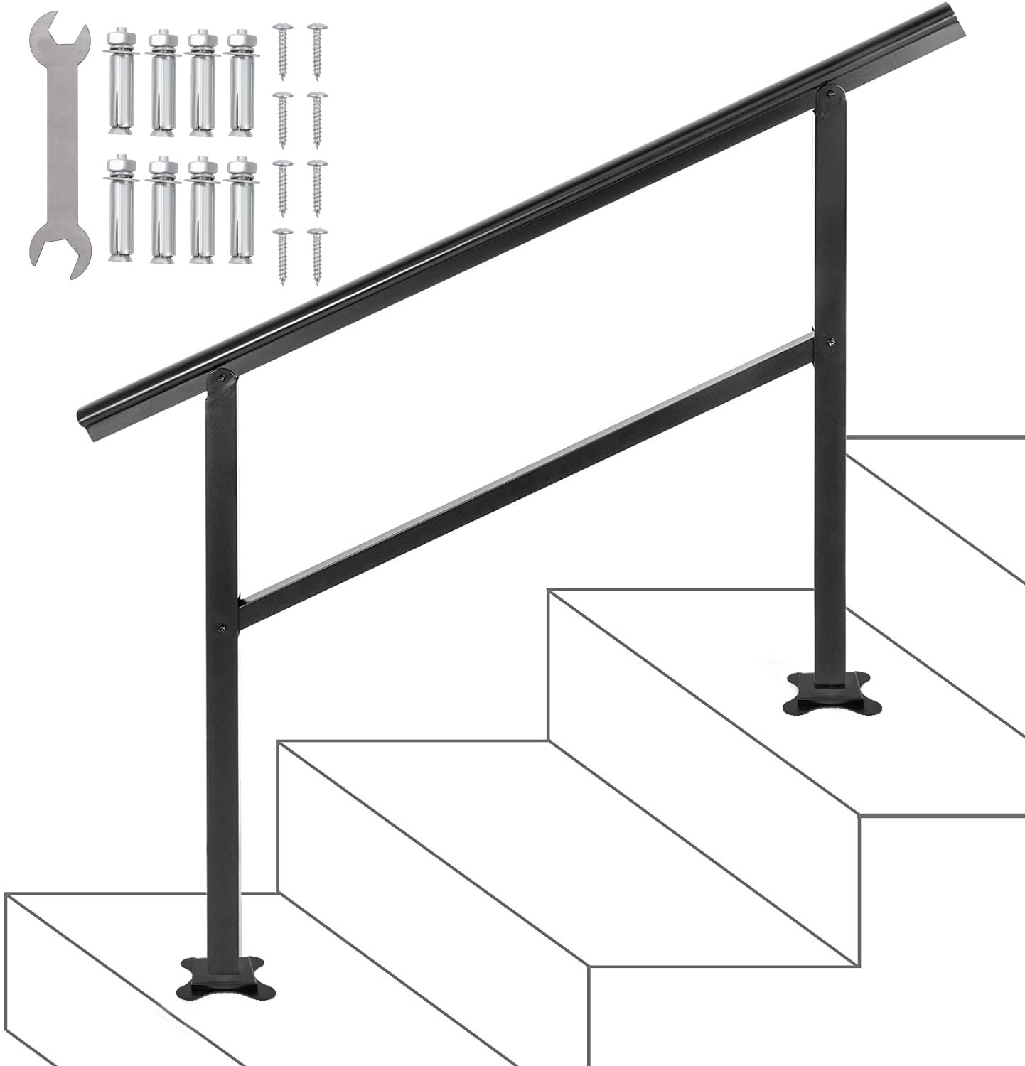 VEVOR Handrail Outdoor Stairs 47.6 X 35.2 Inch Outdoor Handrail Outdoor