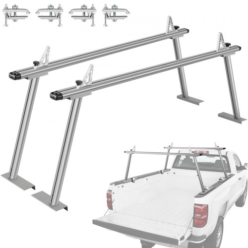 

VEVOR Truck Rack Pickup Truck Bed Ladder Rack Adjustable w/ Ladder Stop Silver