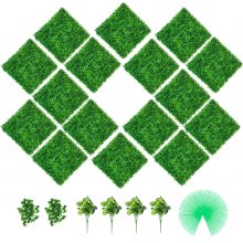 VEVOR Artificial Boxwood Panels, 16 PCS 20"x20" Boxwood Hedge Wall Panels, PE Artificial Grass Backdrop Wall 1.6", Privacy Hedge Screen for Decoration of Outdoor, Indoor, Garden, Fence, and Backyard