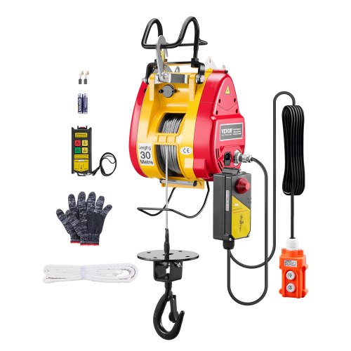 

VEVOR 2-in-1 Electric Hoist Winch, 1100 lbs Capacity, 1800W Portable Power Winch, 98 ft Lifting Height, 36 ft/min with Wire and Wireless Remote Control, for Garage, Warehouse, Factory Lifting Towing