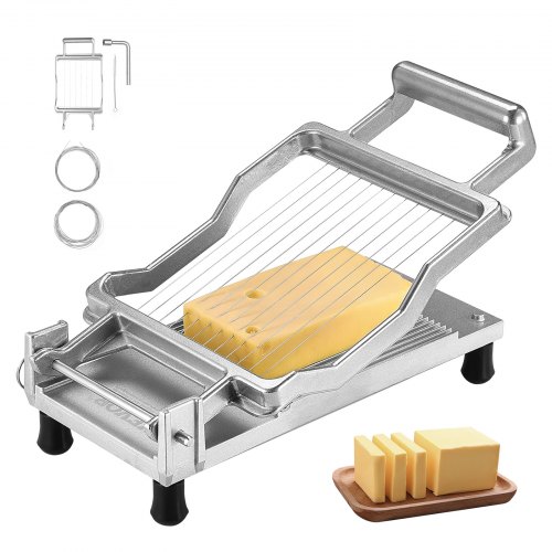 VEVOR Cheese Cutter with Wire, 0.39″ & 0.78″ Cheeser Butter Cutting Blade, Detachable Cheese Slicer Wire, Aluminum Alloy Commercial Cheese Slicer with 316 Stainless Steel Knife Wire, Kitchen Cooking