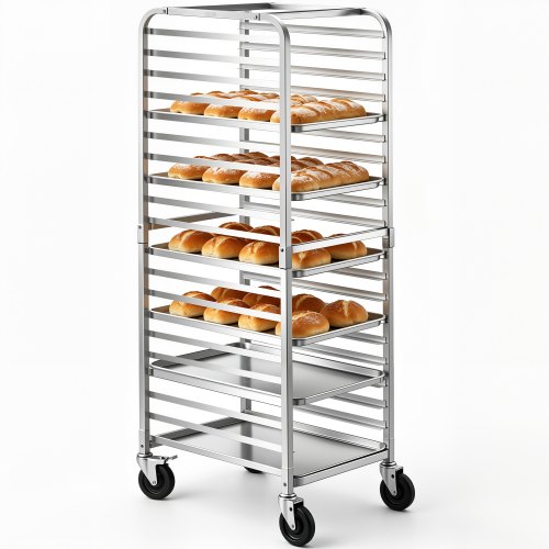 VEVOR Bun Pan Rack, 20-Tier Commercial Bakery Racks with Brake Wheels, Aluminum Racking Trolley Storage for Half & Full Sheet, Speed Rack For Kitchen Home, Bread Baking Equipment, 26"L x 20.4"W x 70"H