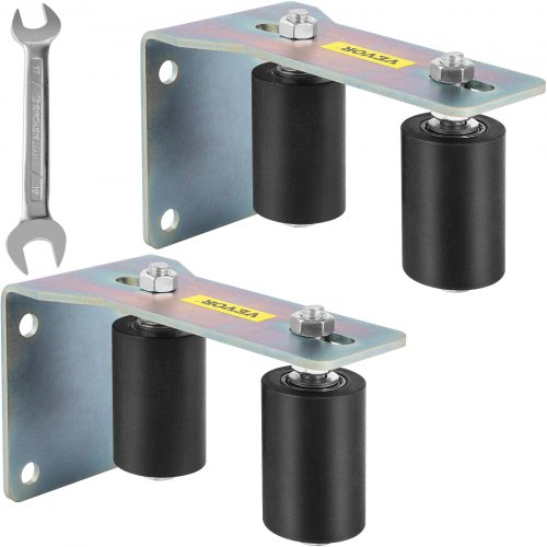 

VEVOR Gate Roller Guide 3" Black Nylon Zinc Painted Sliding with L-Shape Bracket and Adjustable Bolts Support Assembly-2 Pack