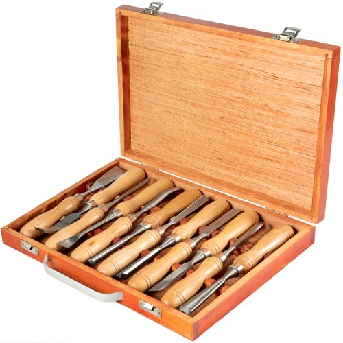 

HSS Lathe Chisel Set 12 Pcs w/ Foam Lined Case Set for Wood Turning Hardwood Handles HSS Ferrules & Wooden Case for Storage