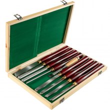 VEVOR Woodworking Lathe Chisel Set 8 Piece Set Lathe Chisel HSS Steel Blades Wood Turning Tools Wooden Case for Storage  for Wood Carving Root Carving Furniture Carving Lathes Red