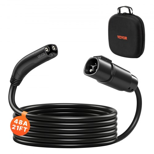 

VEVOR EV Charger Extension Cable for Tesla, 48Amp 21 ft Max 240V 11.52 kW with NACS Plug, EV Extension Cord for Level 1/2 Tesla Mobile/Wall Connector/Destination Charger, Model Y/X/3/S, Carrying Bag