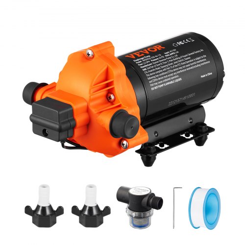 

VEVOR RV Water Pressure Diaphragm Pump 3Chambers 110V 3.3GPM 45PSI Adjustable Presssure Fresh Water Pump, Self Priming Sprayer Pump for RV Camper Marine Boat Lawn