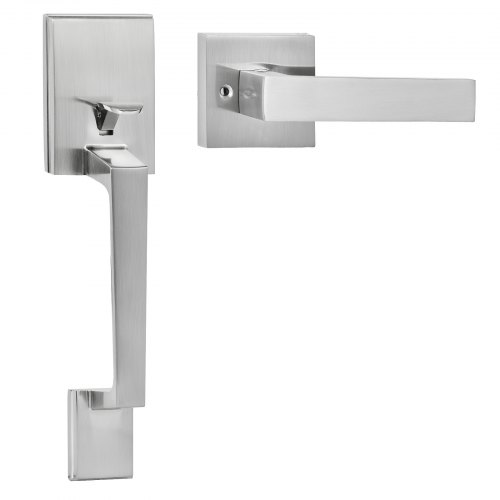 

VEVOR Front Door Handle, Square Entry Handle Set with Lever, No Lock, Adjustable Hole Space, Zinc Alloy Die-Casting, Reversible for Right and Left Handed Entrance and Front Doors, Satin Nickel