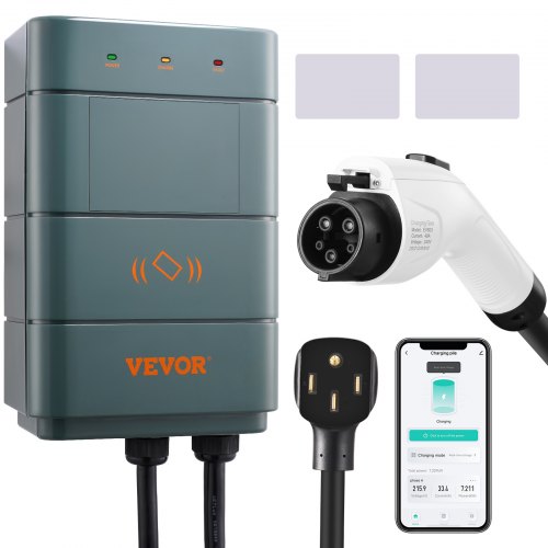 

VEVOR Level 2 Electric Vehicle Charging Station, 0-40A Adjustable, 9.6 kW 240V NEMA 14-50 Plug Smart EV Charger with WiFi, 22-Foot TPE Charging Cable for Indoor/Outdoor Use, ETL&Energy Star Certified