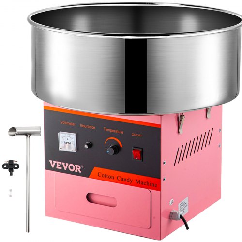 VEVOR Red Candy Floss Maker 21 Inch Stainless Steel Bowl Commercial Cotton Candy Machine Stainless Steel Cotton Candy Maker with Sugar Scoop for Various Parties 