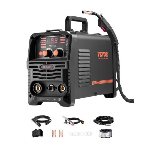 

VEVOR MIG Welder, 130Amp Synergic Mig Welding Machine, 3-in-1 Flux Core MIG/Stick/Lift TIG Multi-Process Welder Machine, 110V Portable Mig Welder with IGBT Inverter Technology & Digital Display Screen