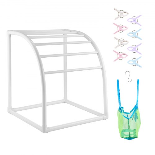 

VEVOR Towel Rack, 7 Bars Outdoor PVC Towel Holder, Floor Standing Pool Towel Hanger Stand with Clips, Bag & Hook, Outdoor Indoor Quilt Drying Rack Organizer, Ideal for Poolside, Bathroom, Spa, White