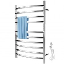 VEVOR Heated Towel Rack Towel Heater Warmer 10-Bar Mirror Polished Steel Curved