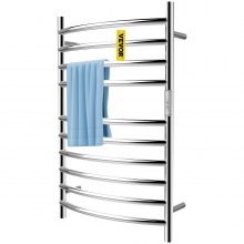 VEVOR Heated Towel Rack Towel Heater Warmer 10-Bar Curved Mirror Polished Steel