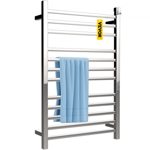 VEVOR Heated Towel Rack Towel Heater Warmer 12-Bar Mirror Polished Steel Bath