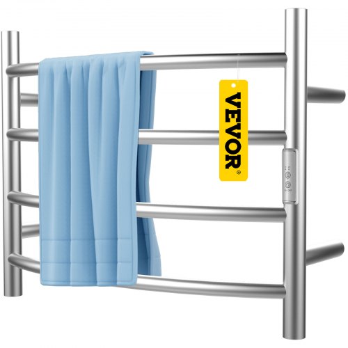 VEVOR Heated Towel Rack Towel Heater Warmer 4-Bar Curved Mirror Polished Steel