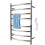 VEVOR 8 Bars Electric Towel Warmer Drying Rack Wall Mount Mirrored Steel Silver