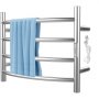 VEVOR Heated Towel Rack Towel Heater Warmer 4-Bar Polishing Brushed Steel Curved