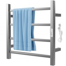 VEVOR Heated Towel Rack Towel Heater Warmer 4-Bar Polishing Brushed Steel Silver
