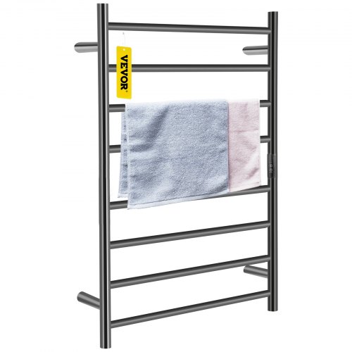 VEVOR Heated Towel Rack Towel Heater Warmer 8 Bars Stainless Steel Black Coated