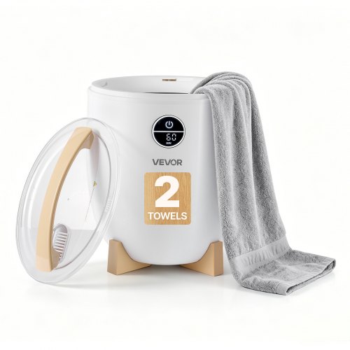 VEVOR Towel Warmers for Bathroom 12L Heated Towel Bucket with LED Display, Rapid Heating, 4 Adjustable Timer for 15/30/45/60 Min, Auto Shut Off, Fits Towels, Blankets, Bathrobes, for Women, White