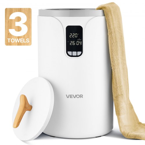 VEVOR Towel Warmer Bucket, 20L Heated Towel Warmer with LED Screen, Large Blanket Warmers for Bathroom, Timer and Temperature Setting, Security Lock, Ideal for SPA, Home, Countertop, Floor, White MJJRTBS20LLEFH7PJ001V1