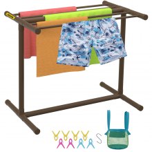 VEVOR Outdoor Towel Rack Pool Towel Rack 5 Bar T-shape Brown Freestanding Patio