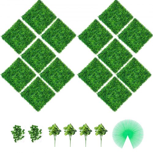 

VEVOR Artificial Boxwood Panels, 14 PCS50.8x50.8cmBoxwood Hedge Wall Panels, PE Artificial Grass Backdrop Wall 4 cm , Privacy Hedge Screen for Decoration of Outdoor, Indoor, Garden, Fence, and Backyar