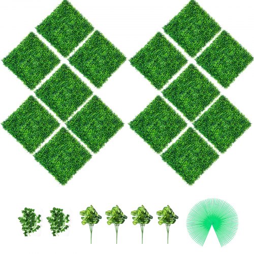 

VEVOR Artificial Boxwood Panels, 14 PCS 20"x20" Boxwood Hedge Wall Panels, PE Artificial Grass Backdrop Wall 1.6", Privacy Hedge Screen for Decoration of Outdoor, Indoor, Garden, Fence, and Backyard