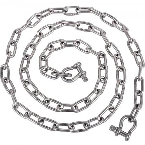 VEVOR Anchor Chain, 10 Ft X 5/16 In 316 Stainless Steel Chain, 3/8 Anchor Chain Shackle, 7120lbs Anchor Lead Chain Breaking Load, 9460lbs Anchor Chai