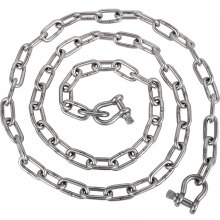 VEVOR Anchor Chain, 10 ft x 5/16 in Stainless Steel Chain, 3/8" Anchor Chain Shackle, 7120lbs Anchor Lead Chain Breaking Load, 9460lbs Anchor Chain Shackle Breaking Load, Anchor Chain for Boats