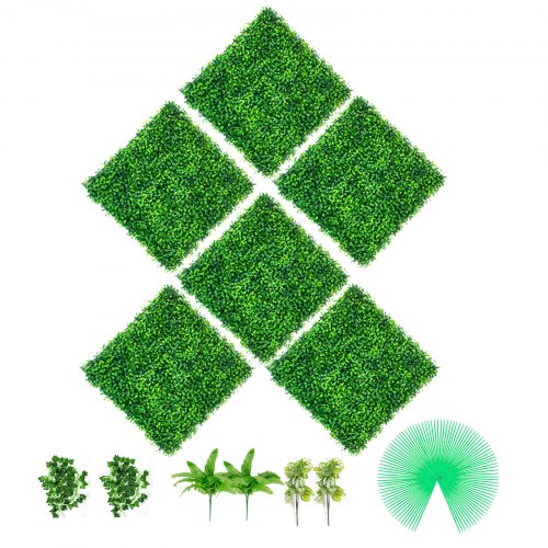 

VEVOR Artificial Boxwood Panels, 6 PCS 20"x20" Boxwood Hedge Wall Panels, PE Artificial Grass Backdrop Wall 1.6", Privacy Hedge Screen for Decoration of Outdoor, Indoor, Garden, Fence, and Backyard