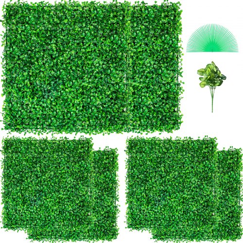 VEVOR Artificial Boxwood Panel UV 6pcs Boxwood Hedge Wall Panels, Artificial Grass Backdrop Wall 20