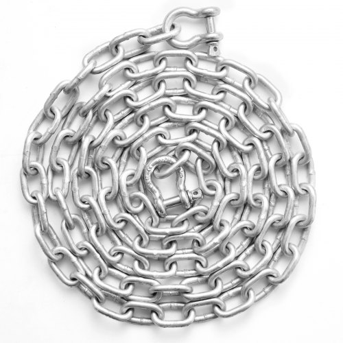 

VEVOR Boat Anchor Chain, 8 mm x 3 m, 1076 kg WLL/3230 kg BS, Galvanized Steel Marine Grade Anchor Lead Chain with Dual Lock Ring Shackles for Boats, Deck, and Fishing, Works with Different Anchors