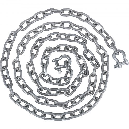 

VEVOR Anchor Chain, 10' x 5/16" Galvanized Steel Chain, 3/8" Anchor Chain Shackle, 11650lbs Anchor Lead Chain Breaking Load, 9460lbs Anchor Chain Shackle Breaking Load, Anchor Chain for Boats, Ships