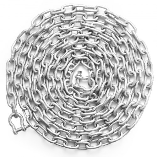 

VEVOR Boat Anchor Chain, 5/16" x 20', 2373 lbs. WLL/7120 lbs. BS, Galvanized Steel Marine Grade Anchor Lead Chain with Dual Lock Ring Shackles for Boats, Deck, Fishing, Works with Different Anchors