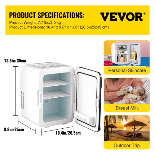 Multifunctional New Compact 4L Mini Fridge Cooler Makeup or Food Cool or Warm 