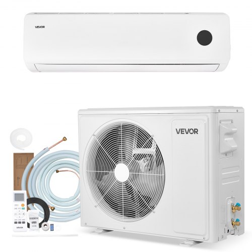 

VEVOR Mini Split Air Conditioner, 18,000 BTU AC / 18,400 BTU Heat, 230V 19 SEER2 High Efficiency Energy Saving, Quiet Inverter System for 1250 Sq.Ft Coverage Area, Easy to Maintain, for Home, Office