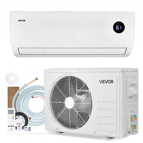 

VEVOR Mini Split Air Conditioner, 9000 BTU 230V Fast Cooling & Heating, 19 SEER2 High Efficiency Energy Saving, Quiet Inverter System for 450 Sq.Ft Coverage Area, Easy to Maintain, for Home, Office