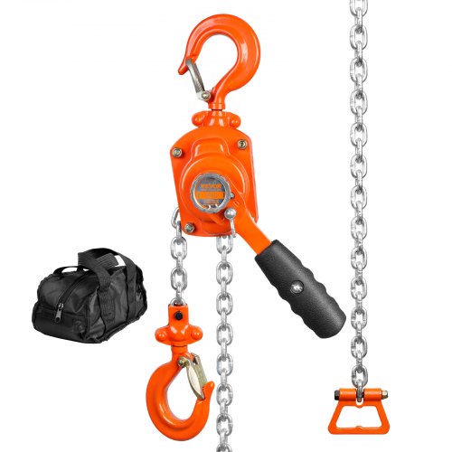 

VEVOR Manual Lever Chain Hoist, 1/2 Ton 1100 lbs Capacity 5 FT Come Along, G80 Galvanized Carbon Steel with Weston Double-Pawl Brake, Auto Chain Leading & 360° Rotation Hook, for Garage Factory Dock