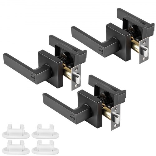 VEVOR Keyed Entry Door Lever 3 Pack Keyed Entry Lever for 35-45mm Thickness Door Keys Alike Door Handle with Lock and Key Reversible Square Door Knob Handles Deadbolt Heavy Duty Entry Lever